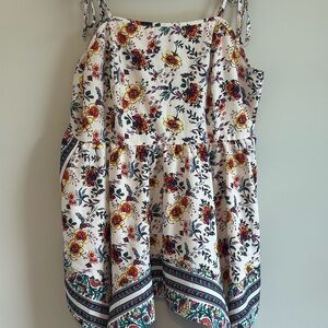 SHEIN Curve Floral Print Dress - White and Gray